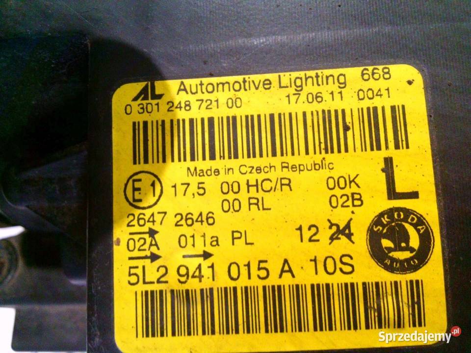 SKODA YETI 12r lampa lewa przód 5L2941015A osobowe Kielce