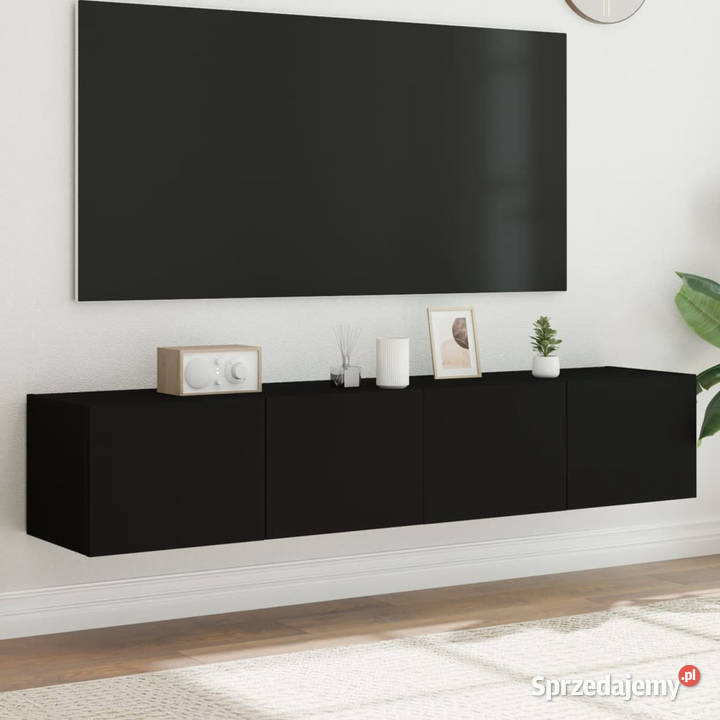 Ścienne szafki TV z LED 2 czarne 80x35x31 Warszawa