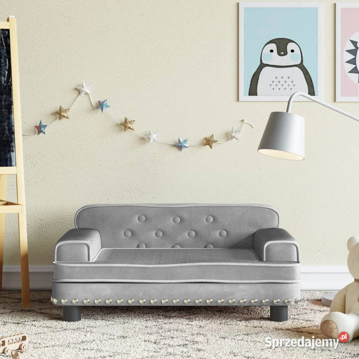 Sofa dzieci jasnoszara 70x45x30 aksamit