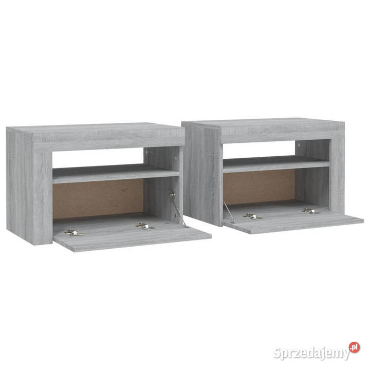 Szafki nocne z LED 2 szary dąb sonoma 60x35x40 mazowieckie Warszawa