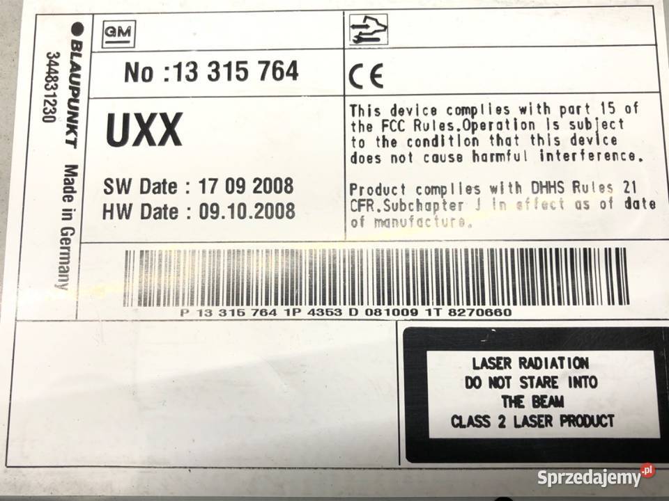 RADIO OPEL INSIGNIA A 13315764 0817 ODTWARZACZ