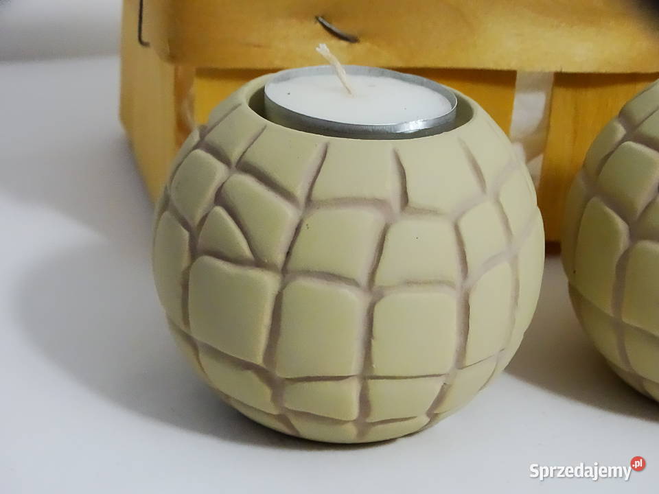 Zestaw dekoracyjny 3 świeczniki koszyk drewniany Biłgoraj