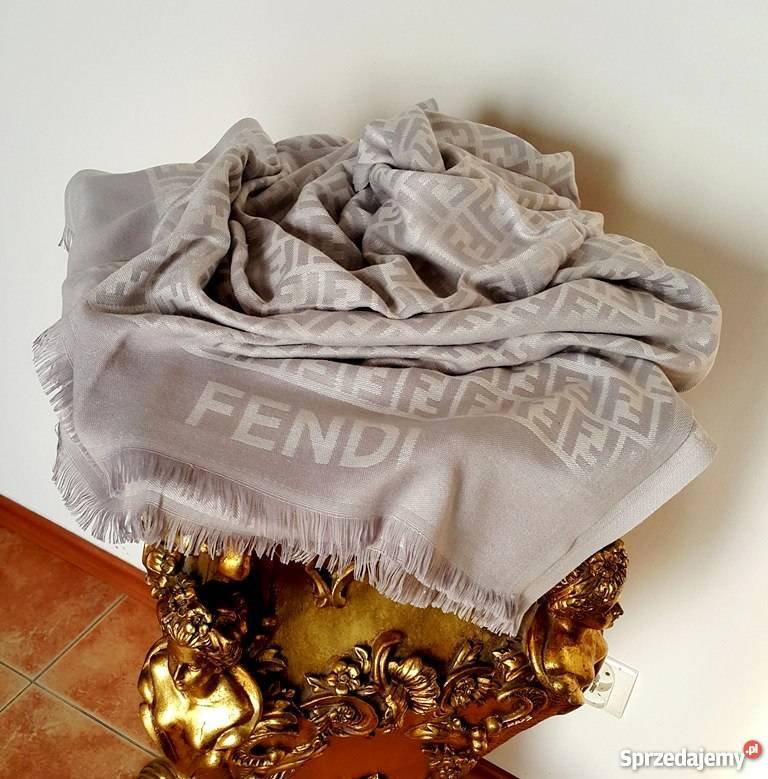 FENDI SZAL DUŻA CHUSTA MONOGRAM DWUSTRONNY JASNY