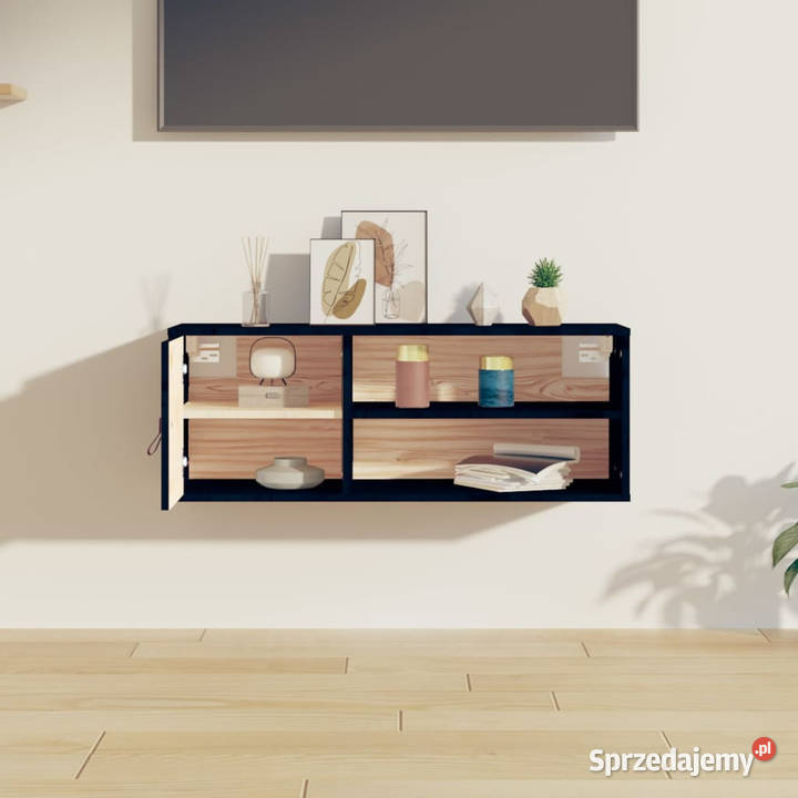 Szafka ścienna czarna 80x30x30 lite drewno