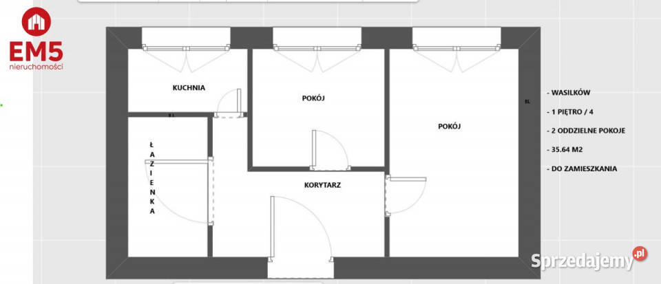 sprzedaży mieszkania 3569m2 2pokojowe Wasilków Piętro 1
