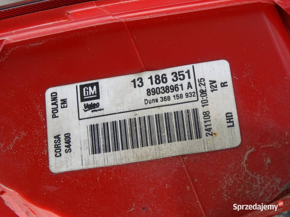 LAMPA TYŁ LEWA OPEL CORSA D 13186351 Hatchback