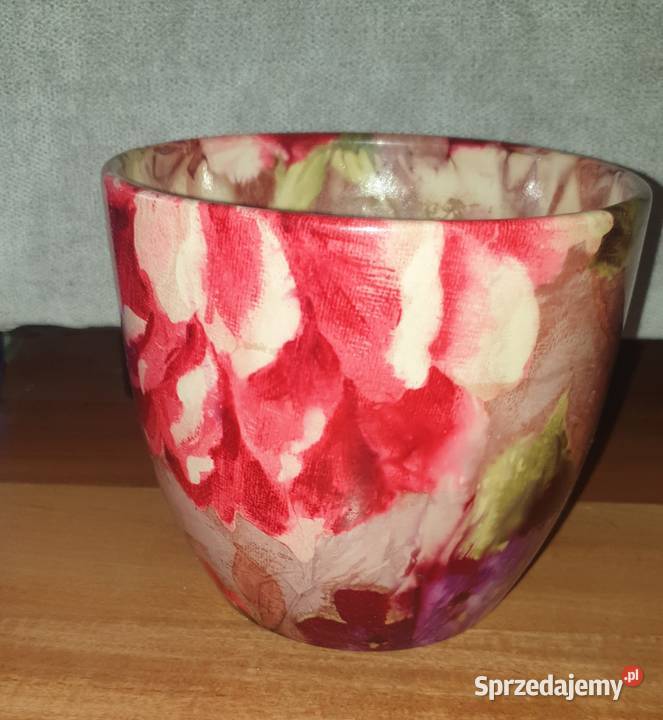 Ciekawa kwiatowa osłonka doniczka ceramiczna Warszawa