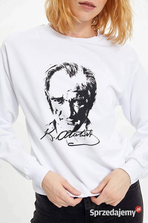 Bluza z nadrukiem BEYAZ ATATRK DEFACTO Wkładane przez głowę  Swetry i golfy Zamość