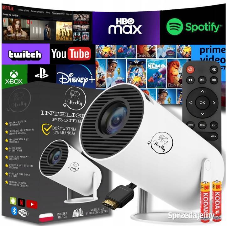 Projektor rzutnik ANDROID TV WIFI 4K przenośny LED Mikołów sprzedam
