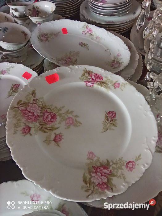 Serwis obiadowy Limoges Francja Piwonie Secesja Gdańsk