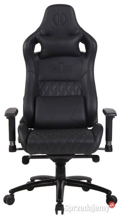 Krzesło biurowe z prawdziwej skóry czarne gamingowe