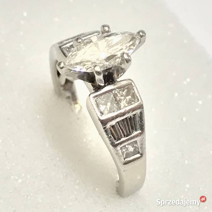 Platynowy PIERŚCIONEK Art Dco BRYLANTY 15ct Warszawa
