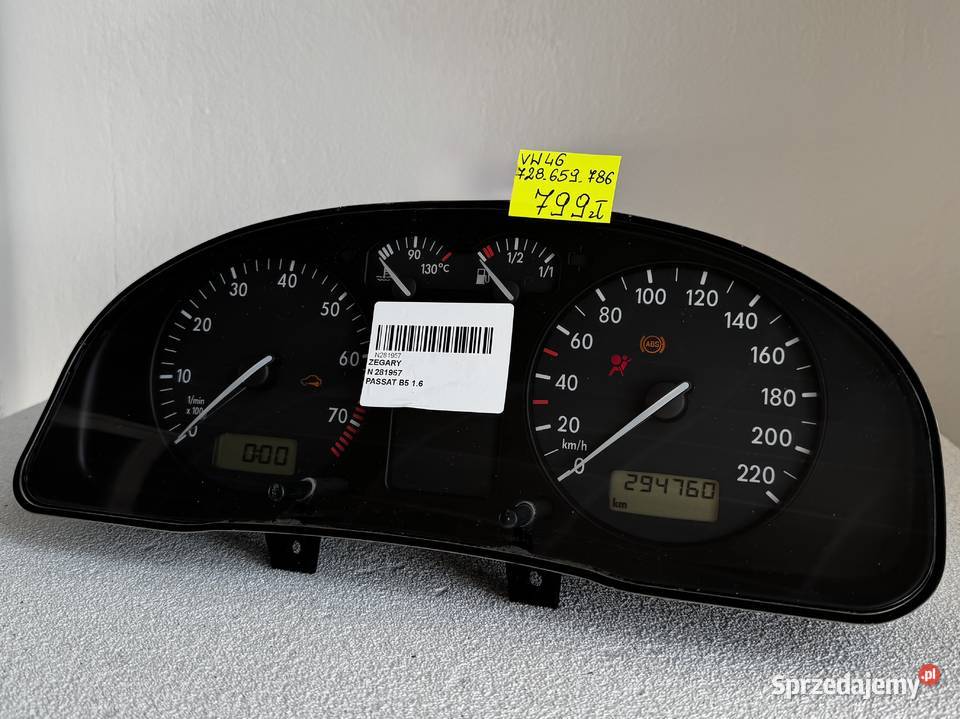 LICZNIK ZEGAR VW PASSAT B5 16 3B0919860D ZIELONE Warszawa