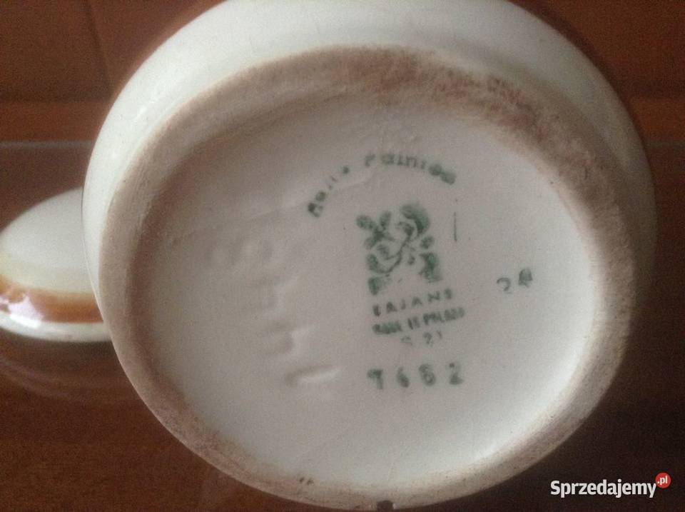 Pojemnik z przykrywką ręcznie malowany sygnowany Porcelana i szkło Opole