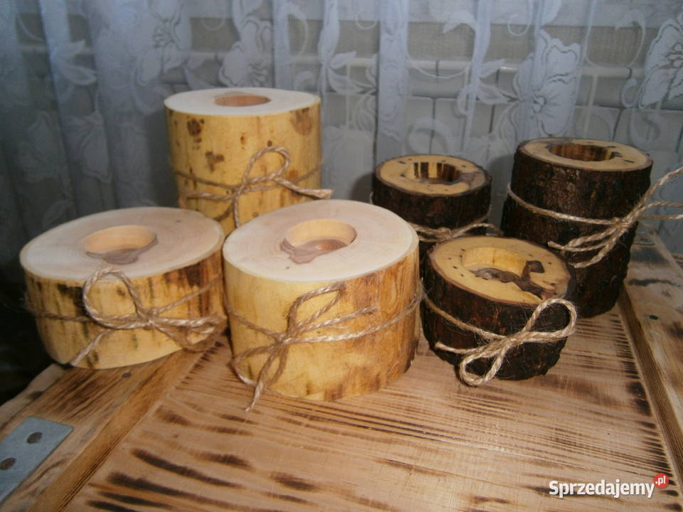 świecznik drewniany tealight komplet 3 Siedlce
