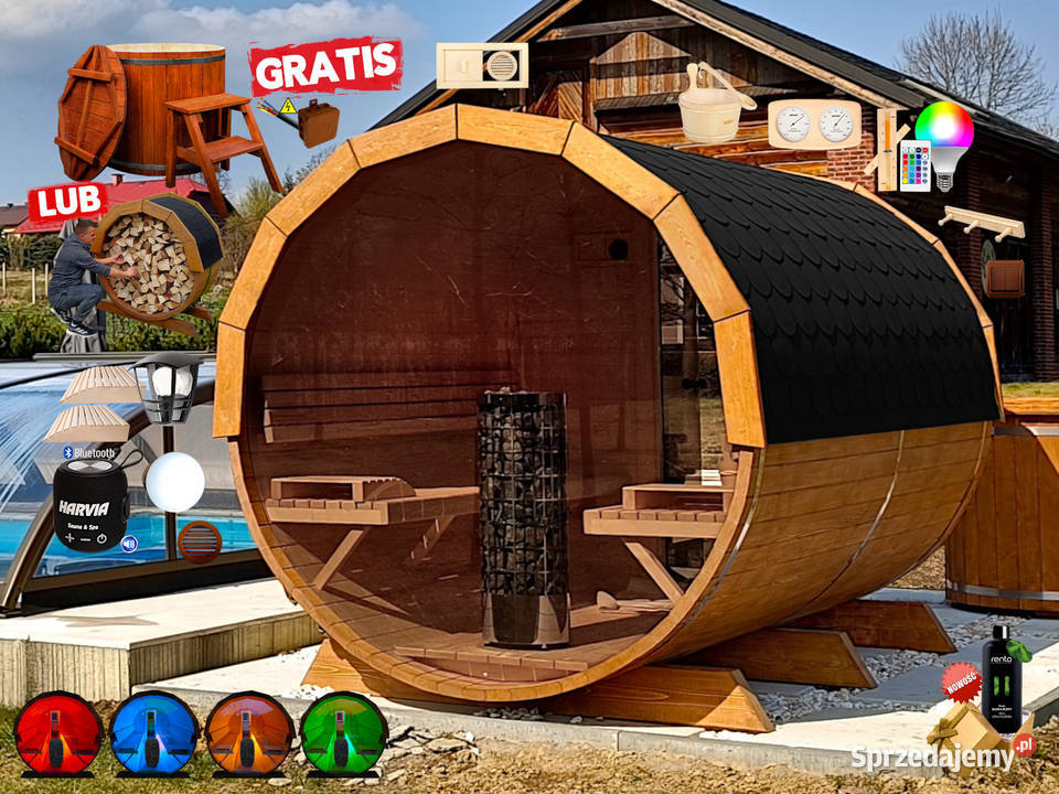 SAUNA Ogrodowa 300 OKNO 100 PRZEBIERALNIA Beczka Sauny Nowy Targ