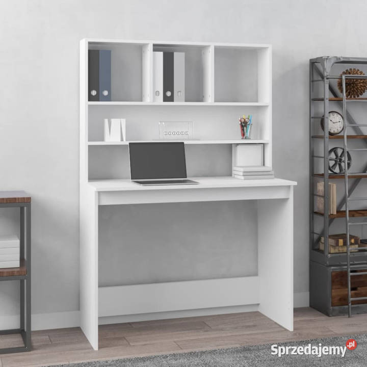 Biurko z półkami białe 102x45x148 materiał mazowieckie Warszawa
