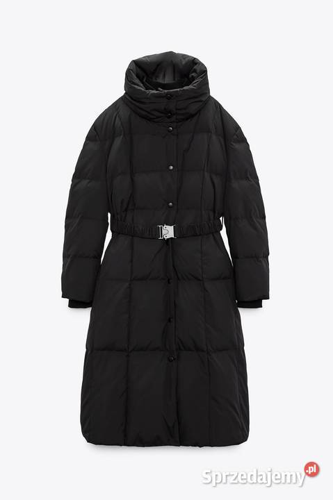 Długi puchowy płaszcz z paskiem Zara XS Sosnowiec