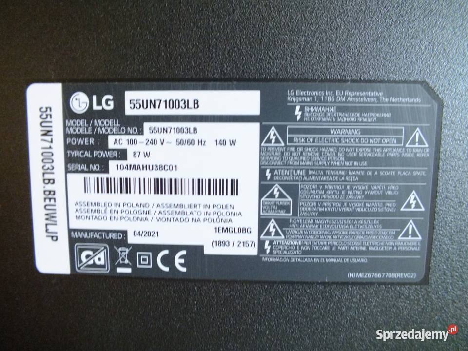 Telewizor LED LG 55UN71003LB 55 4K UHD czarny Gdańsk