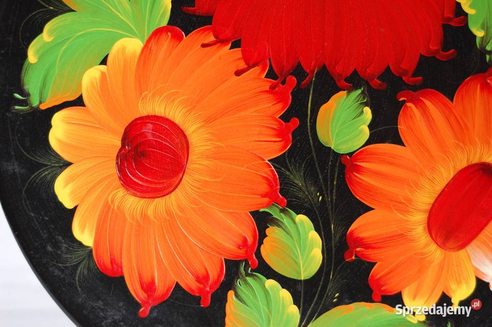 Drewniany malowany talerz do powieszenia Lublin