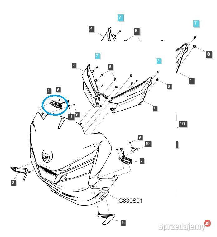 Lampa przednia prawa TRG760 LS MT7101 Tajęcina