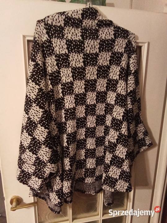 Dzianinowe ponczo w szachownice big authorized Warszawa