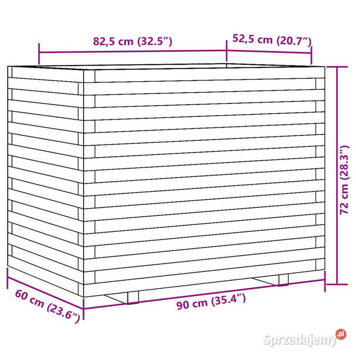 Donica ogrodowa woskowy brąz 90x60x72 lite
