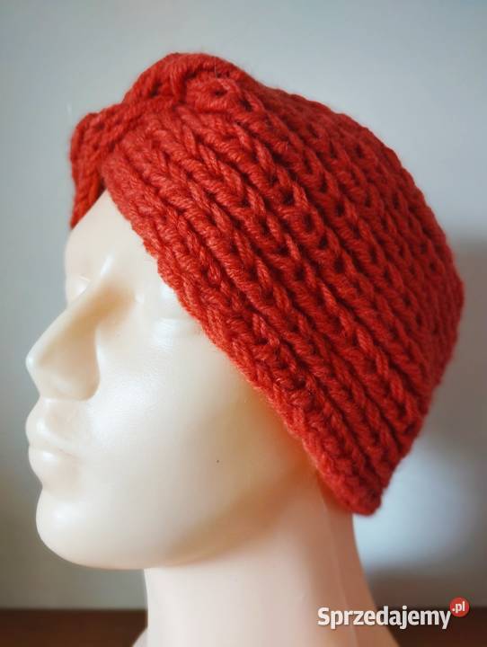 Pomarańczowa opaska na głowę turban handmade Nakrycia głowy warmińsko-mazurskie Olsztyn sprzedam