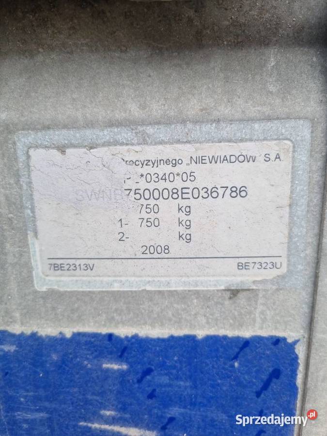 Przyczepka samochodowa niewiadów 576kg Fałkowo