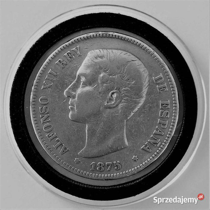 ALFONSO XII REY srebro r1875 DE M Wrocław