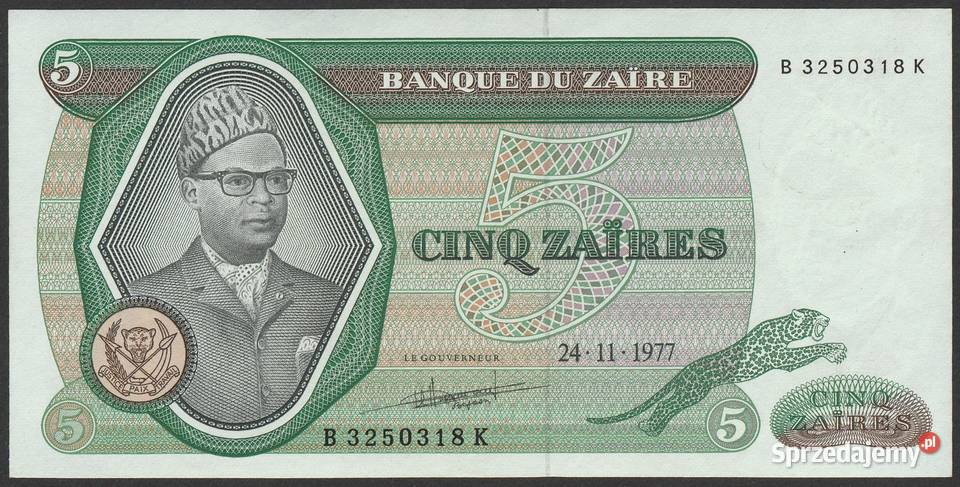 Zair 5 zair 1977 stan bankowy UNC Łódź