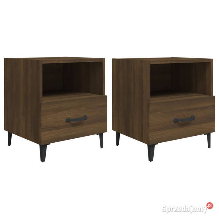 Szafki nocne 2 brązowy dąb materiał