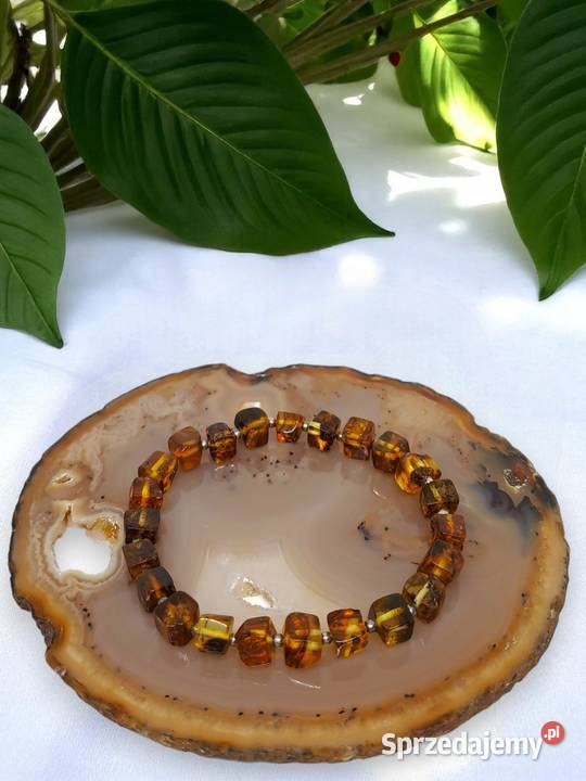 Bransoletka BURSZTYN bałtycki kostka koniak z Warszawa