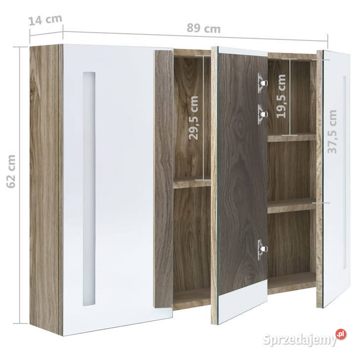 Szafka łazienkowa z lustrem i LED 89 x 14 x 62 mazowieckie Warszawa sprzedam