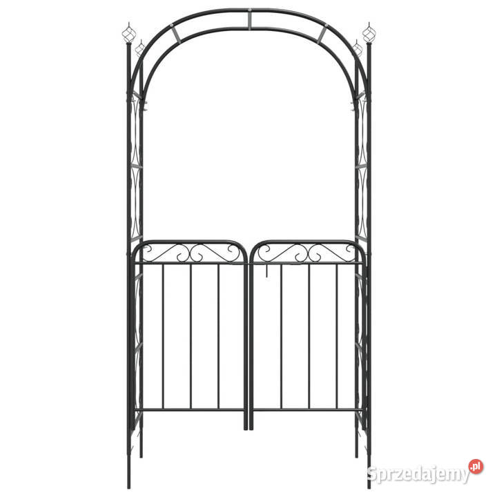 Łuk ogrodowy z furtką czarny 108x45x235 stal