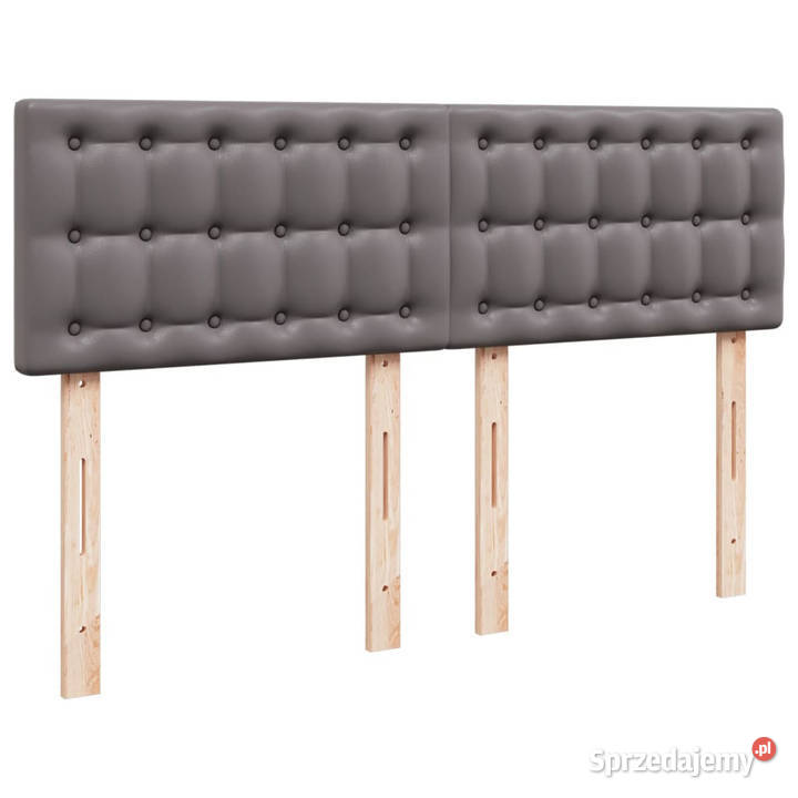 Łóżko kontynentalne z materacem szare ekoskóra 144cm Warszawa