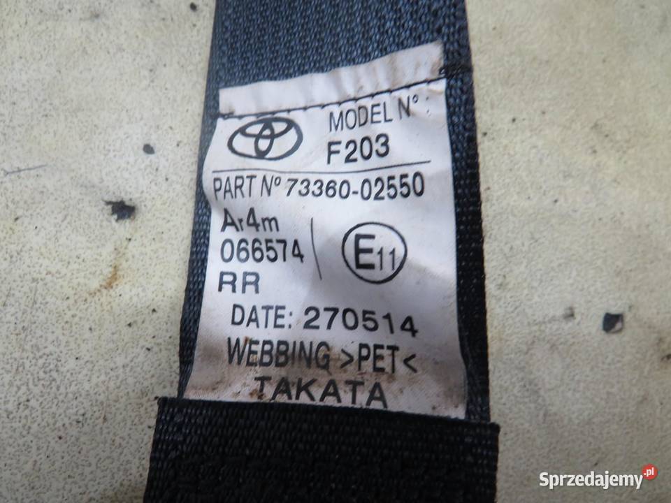 PAS BEZPIECZEŃSTWA PRAWY TYŁ AURIS II HB sprzedam