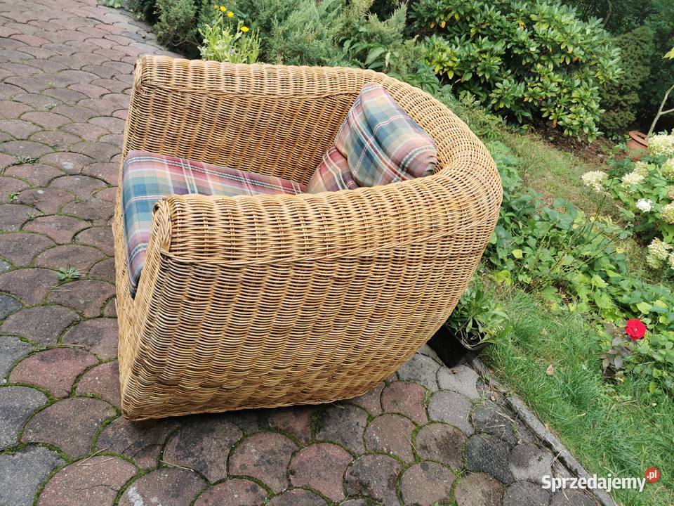 Piękny Fotel Klubowy Jasny Ratan 84cm łódzkie