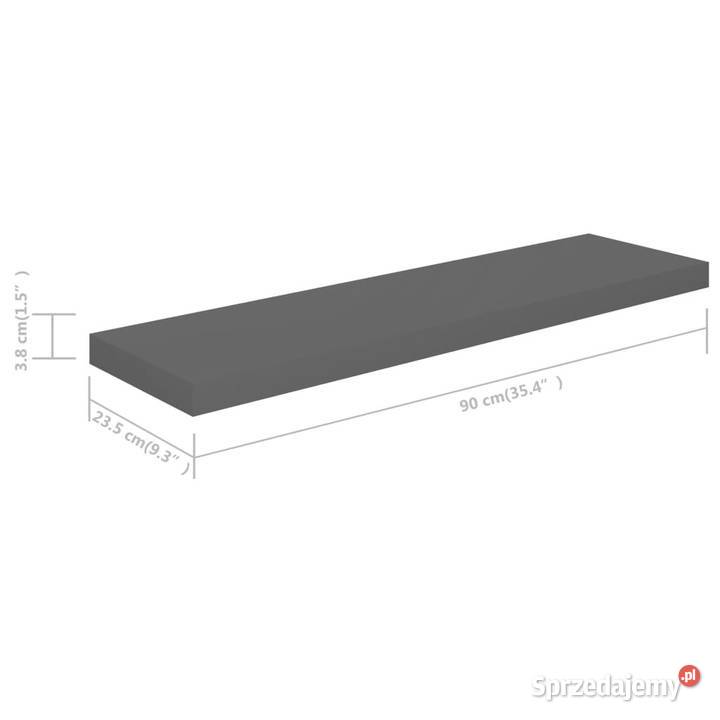 Półka ścienna wysoki połysk szare 90x235x38 MDF Warszawa