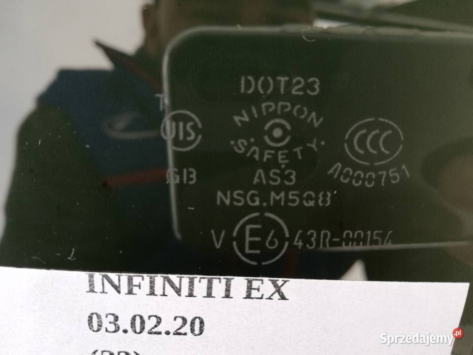 SZYBA BOCZNA TYLNA INFINITI EX35 EX37 EX30 USA Nowy Tomyśl