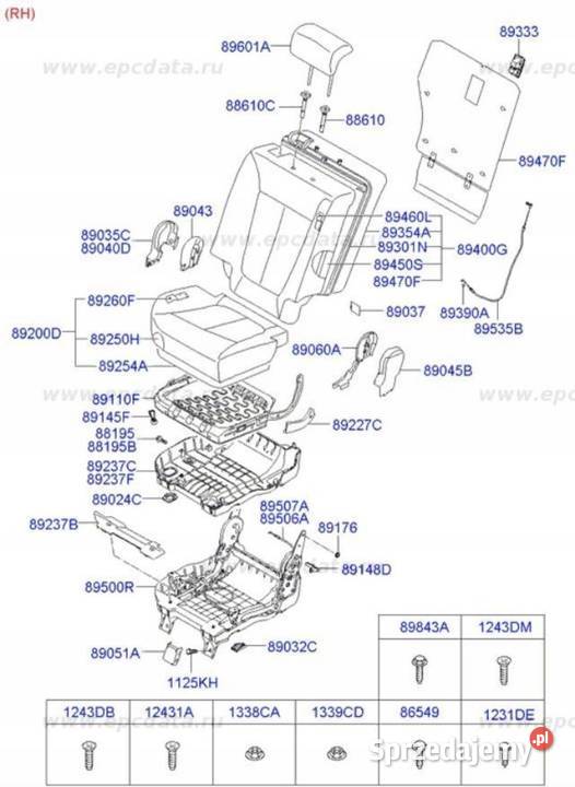 STELAŻ FOTELA PRAWY PRZÓD HYUNDAI SANTA FE 0506
