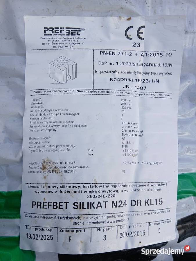 Pustak silikatowy prefbet n24 75 1 Stękiny