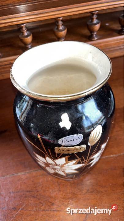 Wazon Scheirch Poreibn Czarny kobalt z kwiatami Porcelana i szkło Gdańsk