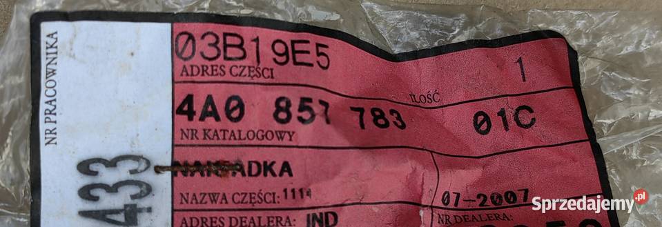 4A0857783 01C Audi nakładka czerń satynowa Motoryzacja małopolskie Rożnów