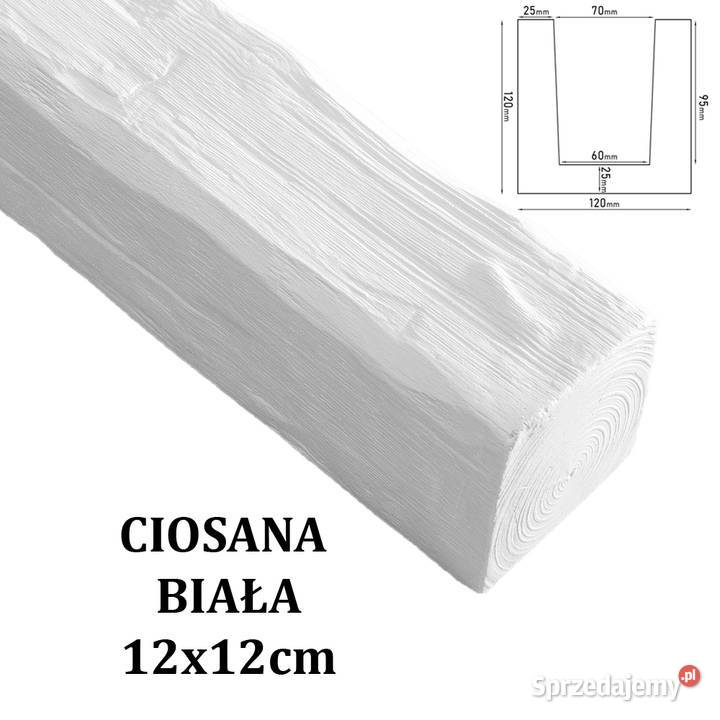 Belka Rustykalna Ciosana 12x12 Biała Gdów