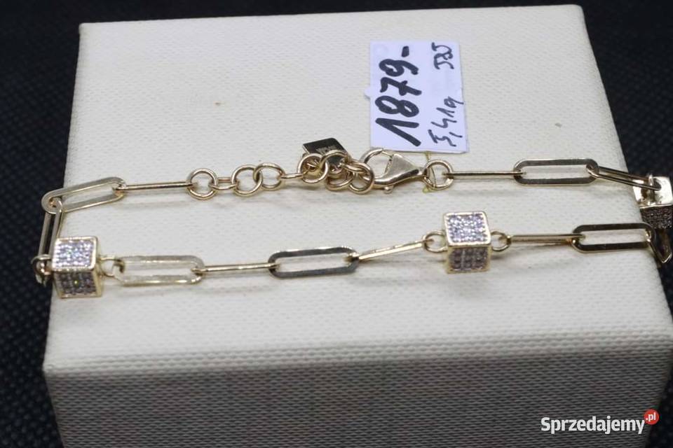 ŁADNA ZŁOTA BRANSOLETKA KOSTKI ZDOBIONA Kołobrzeg