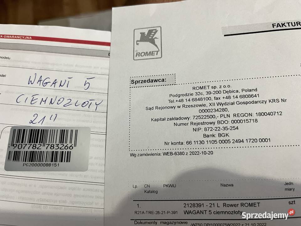 rower trekingowy Romet Wagant 5 21 kolor złoty Siemianowice Śląskie sprzedam