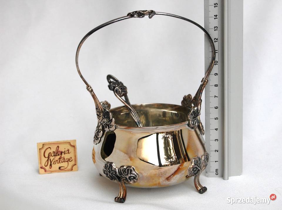 Nowa posrebrzana platerowana srebrem cukiernica