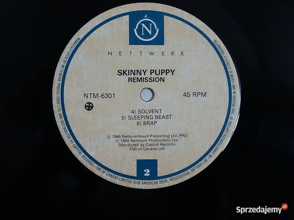 Skinny Puppy Remission 1986 Płyta winylowa Stan płyta winylowa Biłgoraj