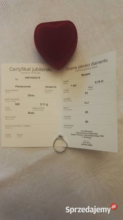 Piękny pierścionek z Brylantem IDEALNY na sprzedam